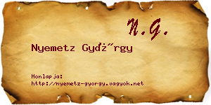 Nyemetz György névjegykártya